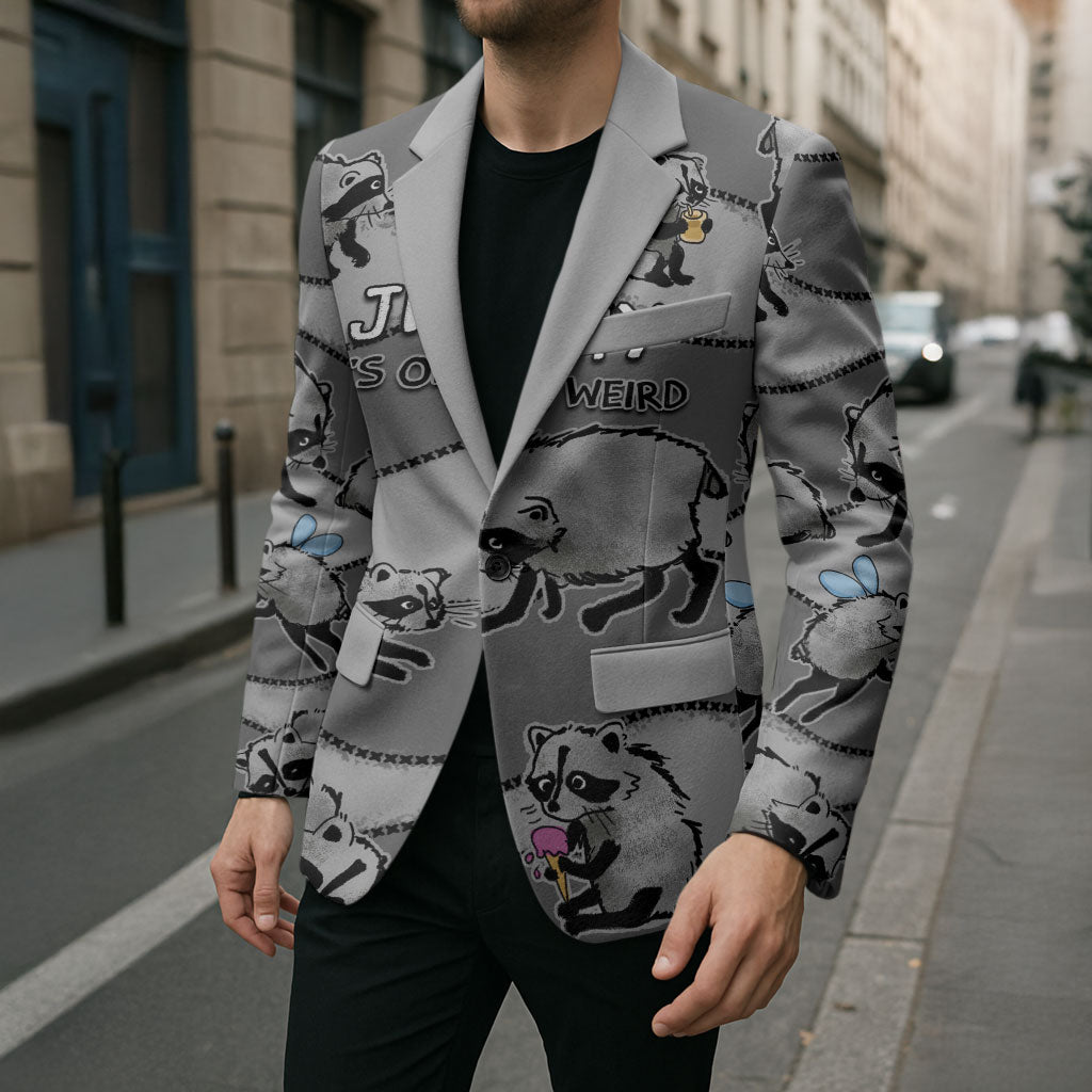 Jimothy The Raccoon Blazer It's Ok To Be Weird Raccoons Cute Sketch Pattern