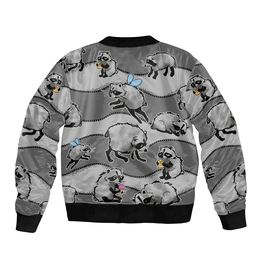 Jimothy The Raccoon Bomber Jacket It's Ok To Be Weird Raccoons Cute Sketch Pattern