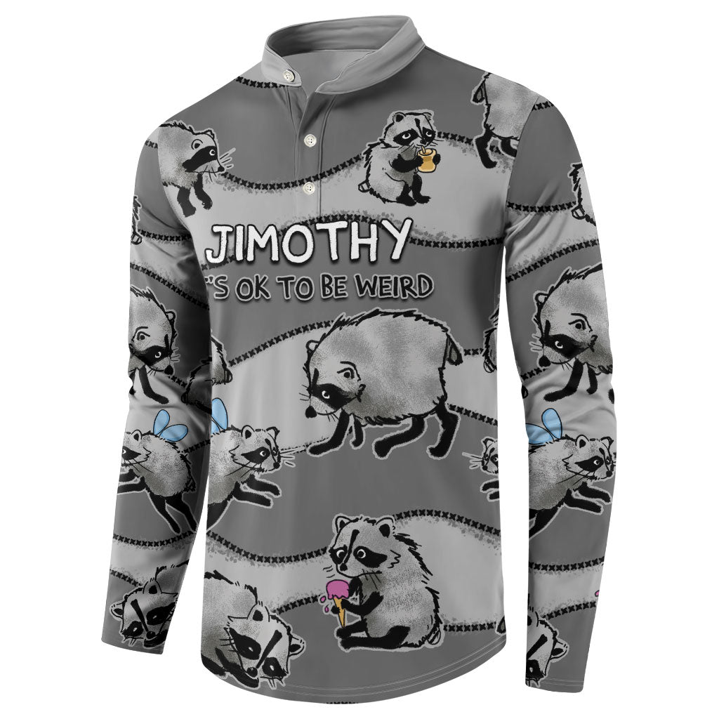 Jimothy The Raccoon Button Sweatshirt It's Ok To Be Weird Raccoons Cute Sketch Pattern