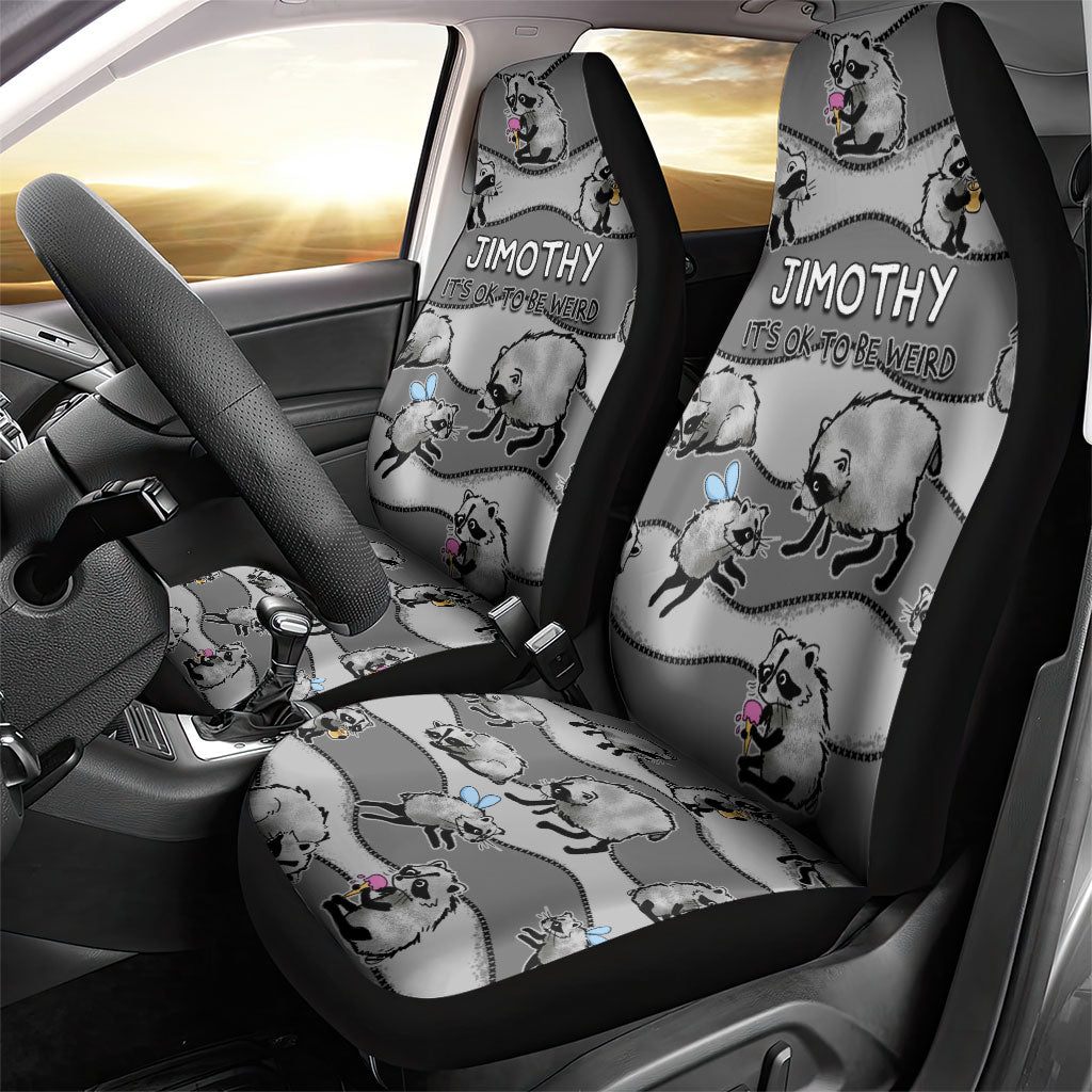 Jimothy The Raccoon Car Seat Cover It's Ok To Be Weird Raccoons Cute Sketch Pattern