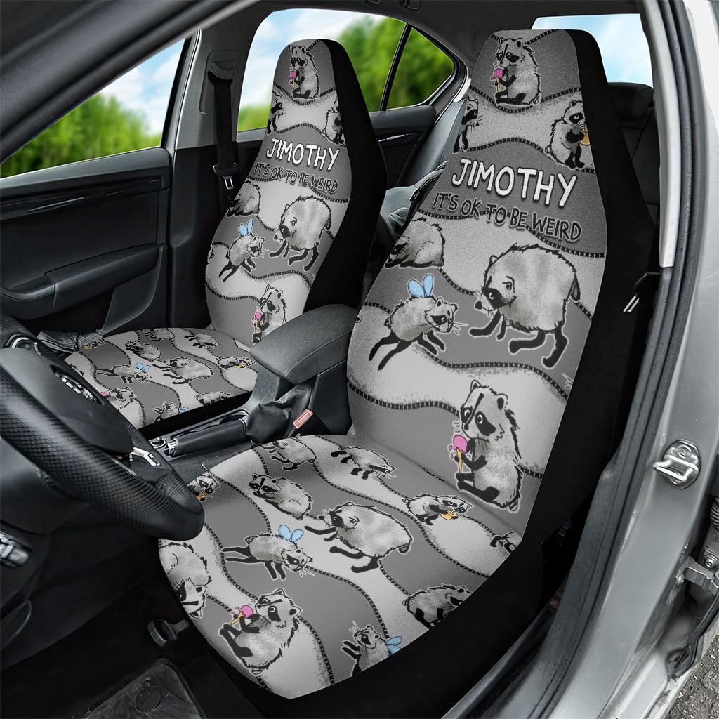 Jimothy The Raccoon Car Seat Cover It's Ok To Be Weird Raccoons Cute Sketch Pattern