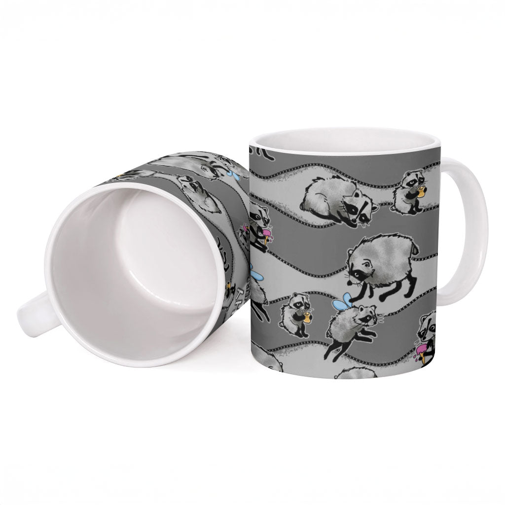 Jimothy The Raccoon Ceramic Mug It's Ok To Be Weird Raccoons Cute Sketch Pattern