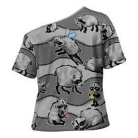 Jimothy The Raccoon Cross Shoulder Shirt It's Ok To Be Weird Raccoons Cute Sketch Pattern