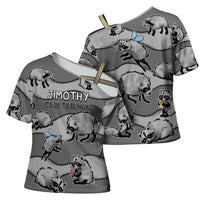 Jimothy The Raccoon Cross Shoulder Shirt It's Ok To Be Weird Raccoons Cute Sketch Pattern