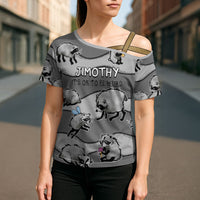 Jimothy The Raccoon Cross Shoulder Shirt It's Ok To Be Weird Raccoons Cute Sketch Pattern