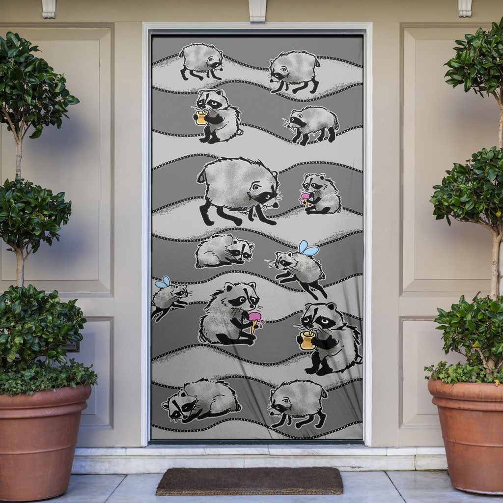 Jimothy The Raccoon Door Cover It's Ok To Be Weird Raccoons Cute Sketch Pattern