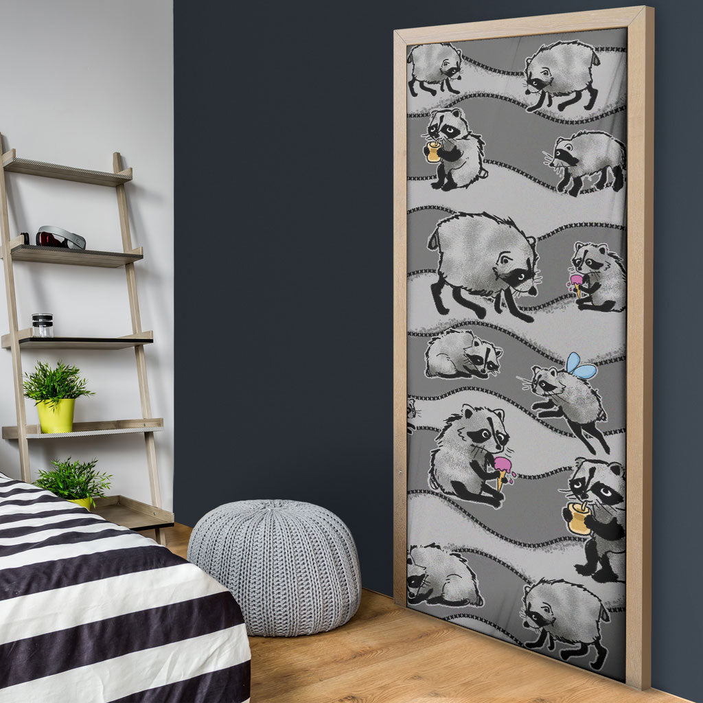 Jimothy The Raccoon Door Cover It's Ok To Be Weird Raccoons Cute Sketch Pattern
