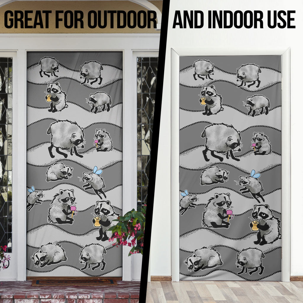 Jimothy The Raccoon Door Cover It's Ok To Be Weird Raccoons Cute Sketch Pattern