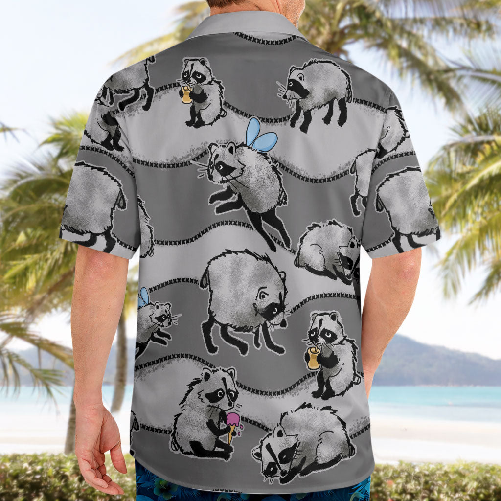 Jimothy The Raccoon Hawaiian Shirt It's Ok To Be Weird Raccoons Cute Sketch Pattern