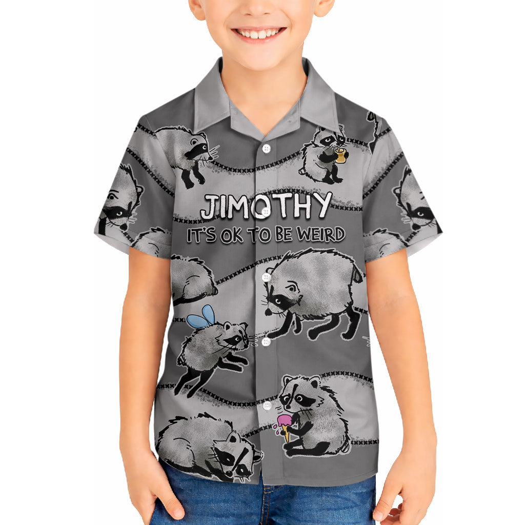 Jimothy The Raccoon Hawaiian Shirt It's Ok To Be Weird Raccoons Cute Sketch Pattern