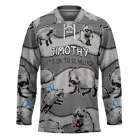 Jimothy The Raccoon Hockey Jersey It's Ok To Be Weird Raccoons Cute Sketch Pattern