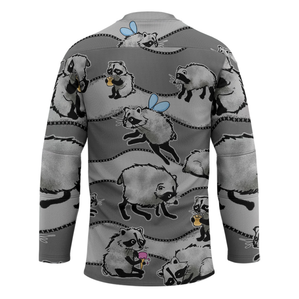 Jimothy The Raccoon Hockey Jersey It's Ok To Be Weird Raccoons Cute Sketch Pattern