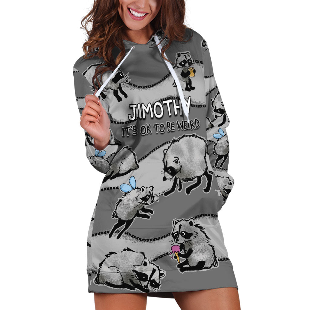 Jimothy The Raccoon Hoodie Dress It's Ok To Be Weird Raccoons Cute Sketch Pattern