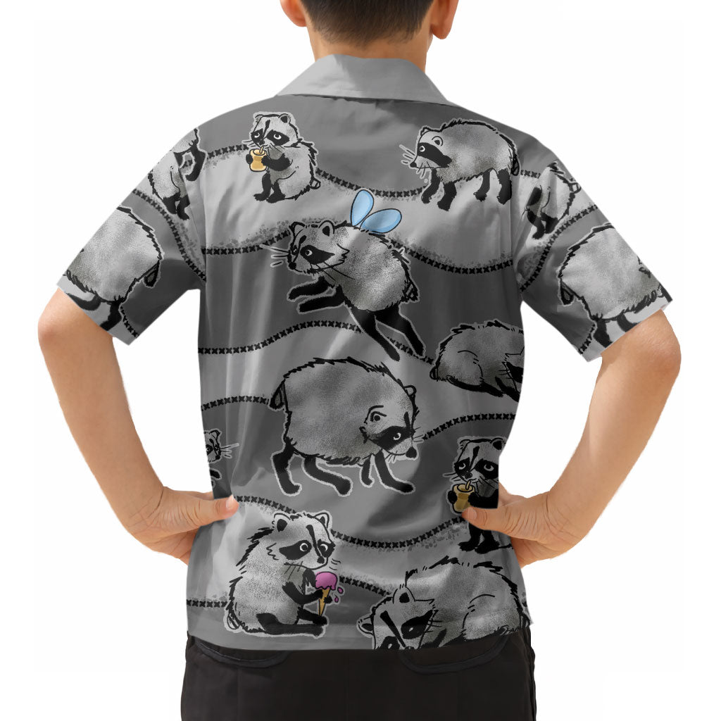 Jimothy The Raccoon Kid Hawaiian Shirt It's Ok To Be Weird Raccoons Cute Sketch Pattern