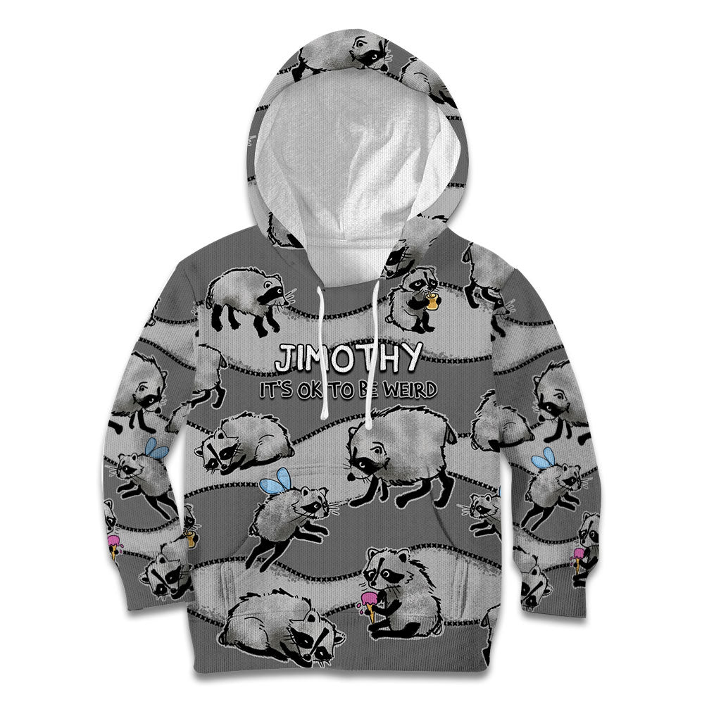 Jimothy The Raccoon Kid Hoodie It's Ok To Be Weird Raccoons Cute Sketch Pattern
