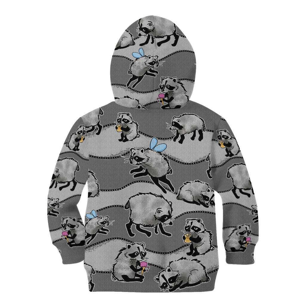 Jimothy The Raccoon Kid Hoodie It's Ok To Be Weird Raccoons Cute Sketch Pattern
