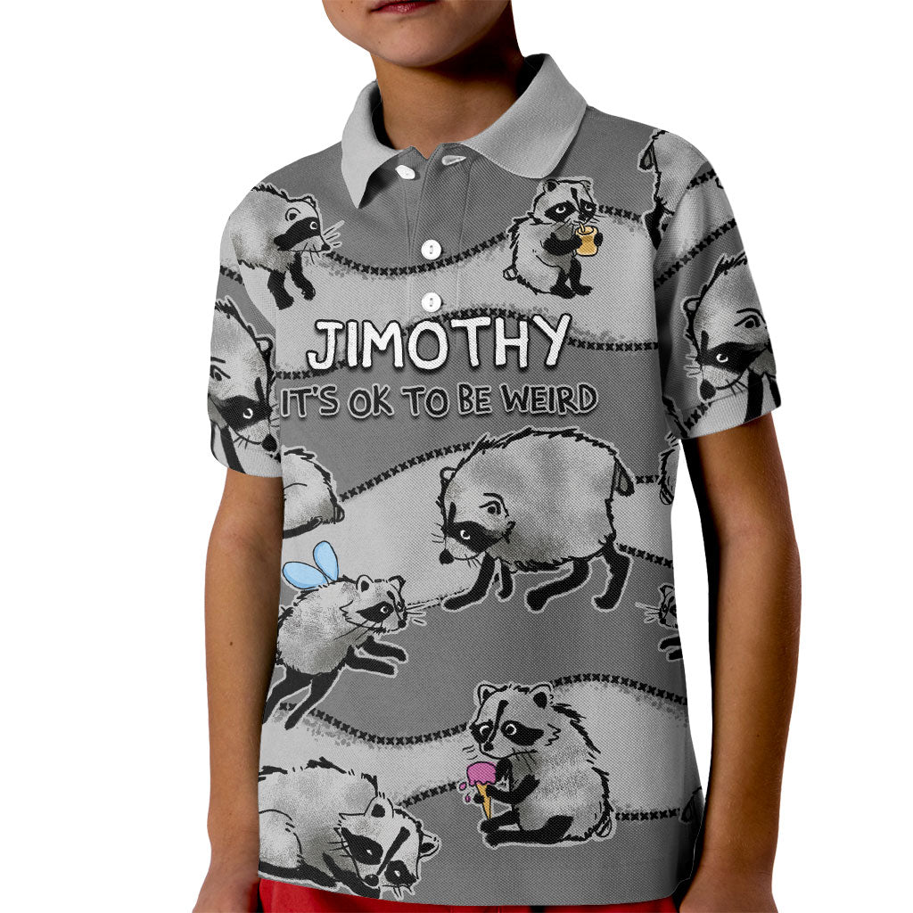 Jimothy The Raccoon Kid Polo Shirt It's Ok To Be Weird Raccoons Cute Sketch Pattern