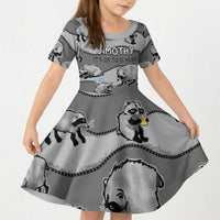 Jimothy The Raccoon Kid Short Sleeve Dress It's Ok To Be Weird Raccoons Cute Sketch Pattern