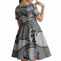Jimothy The Raccoon Kid Short Sleeve Dress It's Ok To Be Weird Raccoons Cute Sketch Pattern