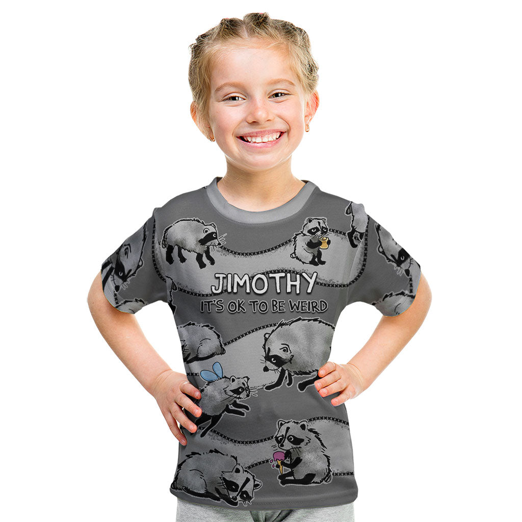 Jimothy The Raccoon Kid T Shirt It's Ok To Be Weird Raccoons Cute Sketch Pattern