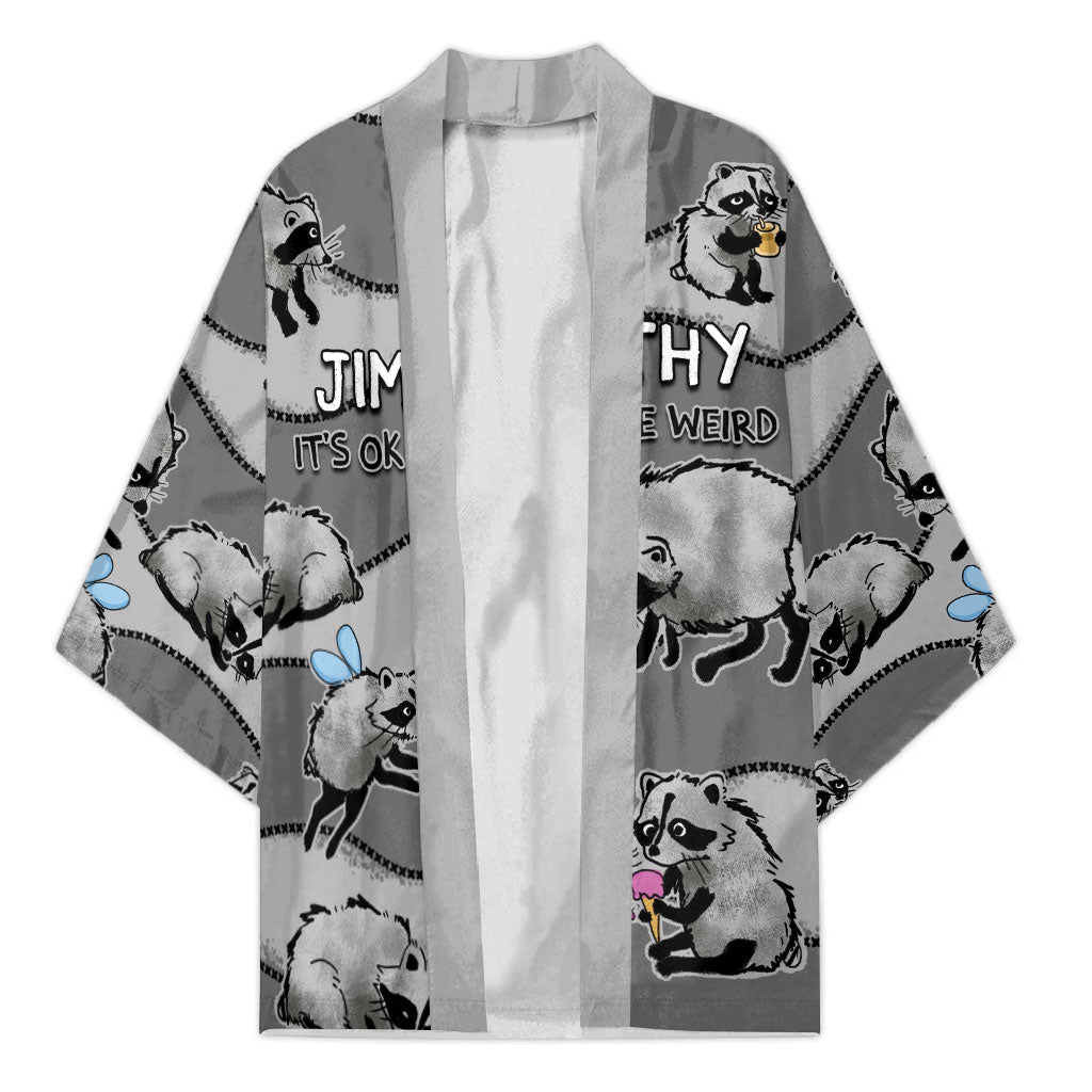 Jimothy The Raccoon Kimono It's Ok To Be Weird Raccoons Cute Sketch Pattern