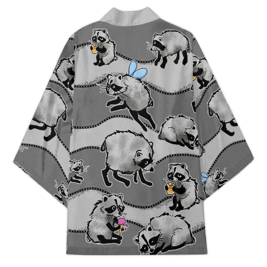 Jimothy The Raccoon Kimono It's Ok To Be Weird Raccoons Cute Sketch Pattern