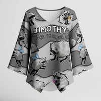 Jimothy The Raccoon Kimono Sleeve Blouse It's Ok To Be Weird Raccoons Cute Sketch Pattern