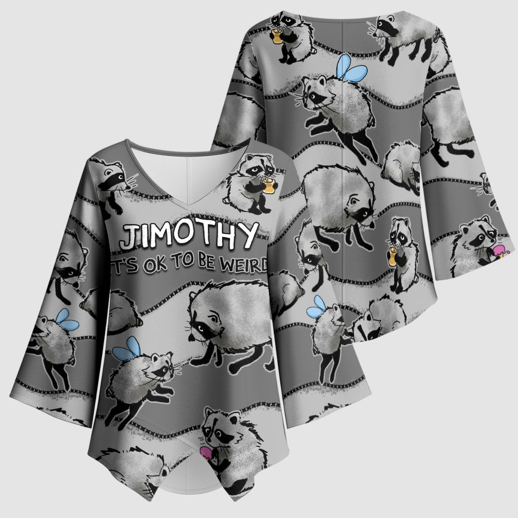 Jimothy The Raccoon Kimono Sleeve Blouse It's Ok To Be Weird Raccoons Cute Sketch Pattern