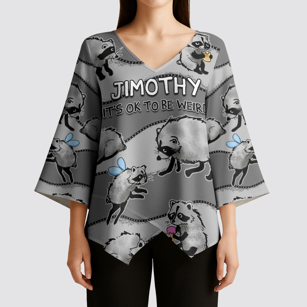 Jimothy The Raccoon Kimono Sleeve Blouse It's Ok To Be Weird Raccoons Cute Sketch Pattern