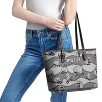 Jimothy The Raccoon Leather Tote Bag It's Ok To Be Weird Raccoons Cute Sketch Pattern