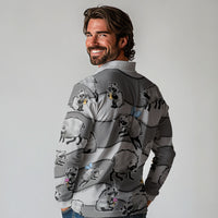 Jimothy The Raccoon Long Sleeve Polo Shirt It's Ok To Be Weird Raccoons Cute Sketch Pattern