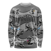Jimothy The Raccoon Long Sleeve Shirt It's Ok To Be Weird Raccoons Cute Sketch Pattern