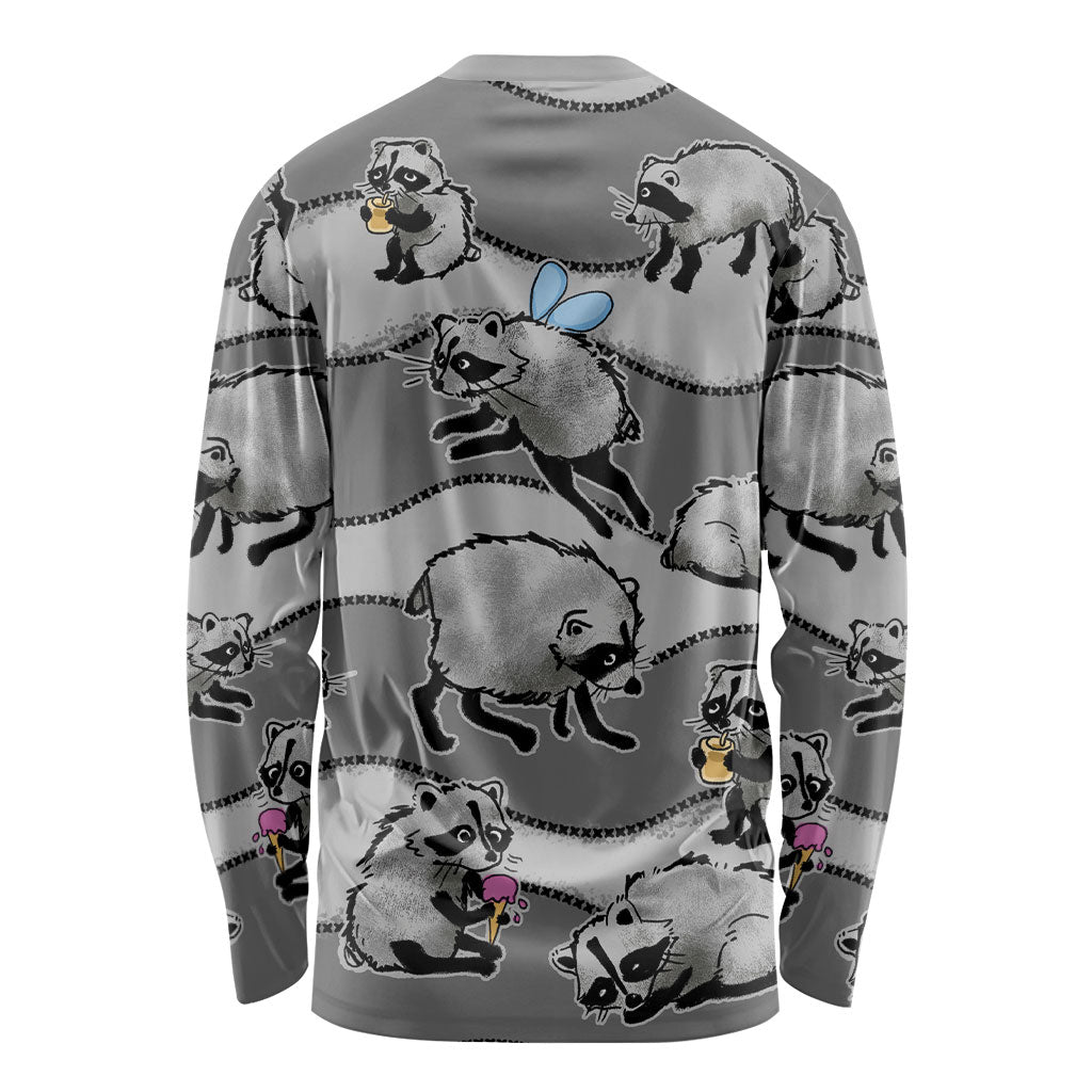 Jimothy The Raccoon Long Sleeve Shirt It's Ok To Be Weird Raccoons Cute Sketch Pattern