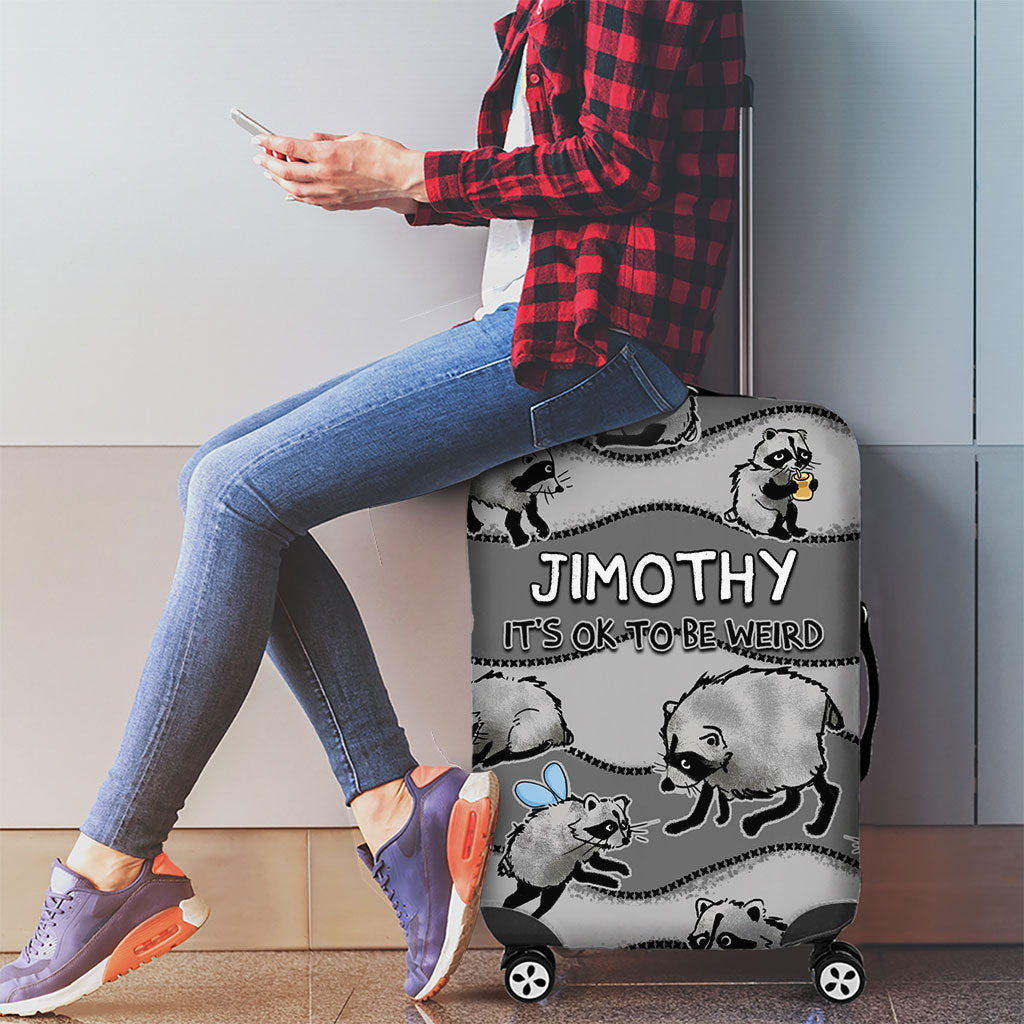 Jimothy The Raccoon Luggage Cover It's Ok To Be Weird Raccoons Cute Sketch Pattern
