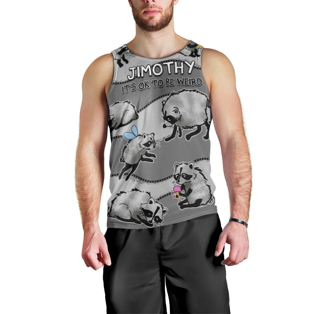 Jimothy The Raccoon Men Tank Top It's Ok To Be Weird Raccoons Cute Sketch Pattern