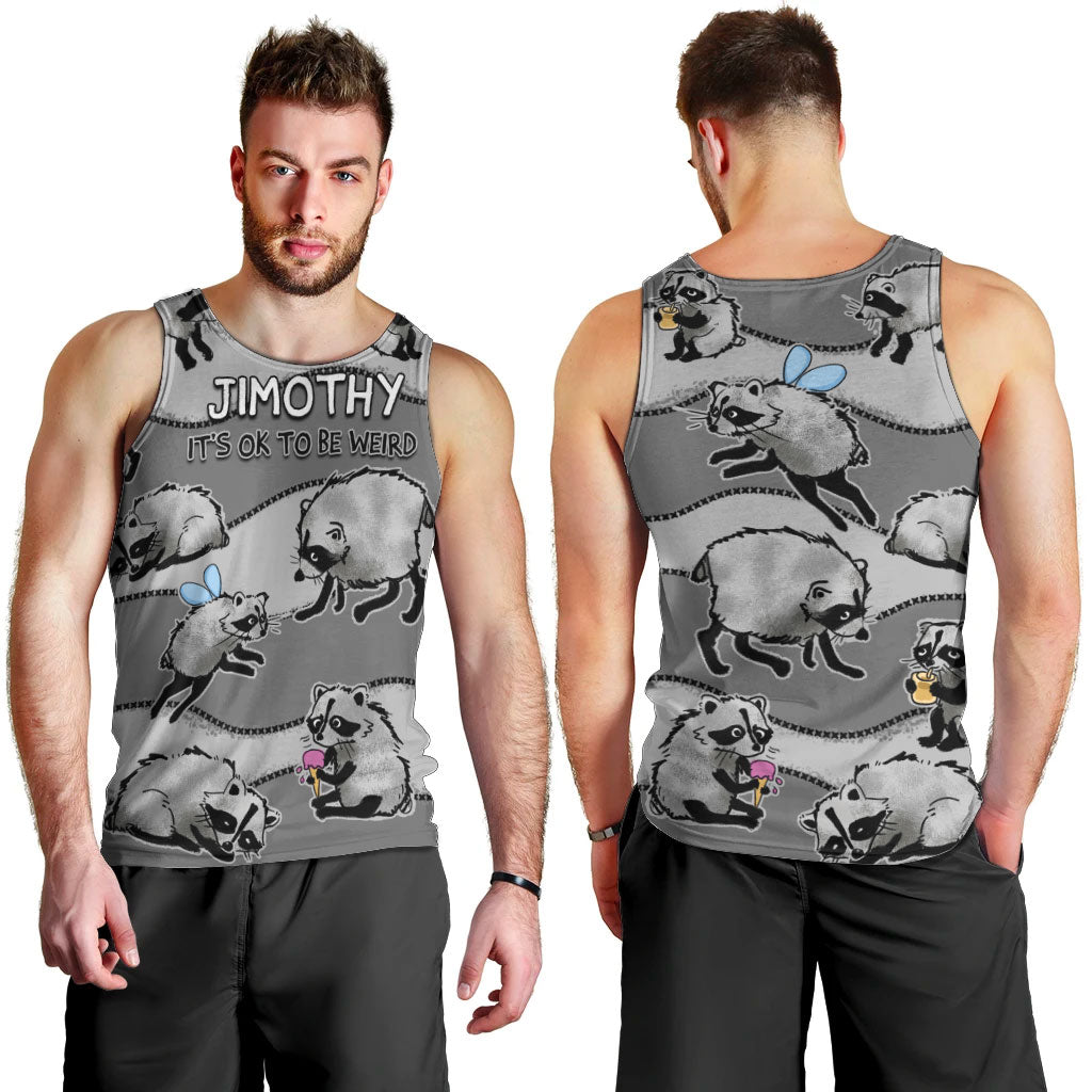 Jimothy The Raccoon Men Tank Top It's Ok To Be Weird Raccoons Cute Sketch Pattern
