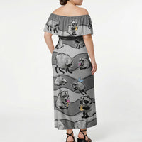 Jimothy The Raccoon Off Shoulder Maxi Dress It's Ok To Be Weird Raccoons Cute Sketch Pattern