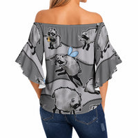 Jimothy The Raccoon Off Shoulder Wrap Waist Top It's Ok To Be Weird Raccoons Cute Sketch Pattern