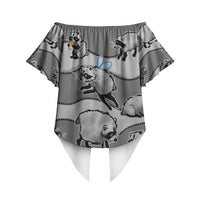 Jimothy The Raccoon Off Shoulder Wrap Waist Top It's Ok To Be Weird Raccoons Cute Sketch Pattern