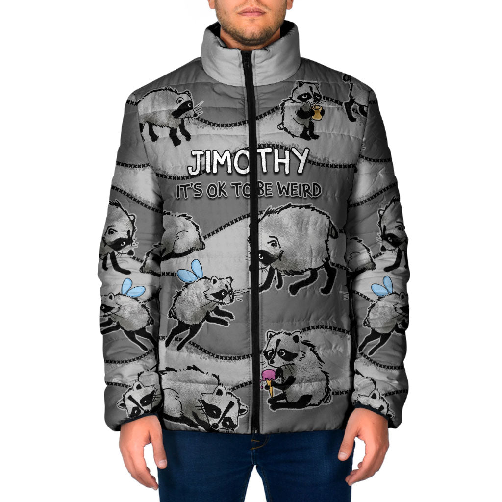 Jimothy The Raccoon Padded Jacket It's Ok To Be Weird Raccoons Cute Sketch Pattern