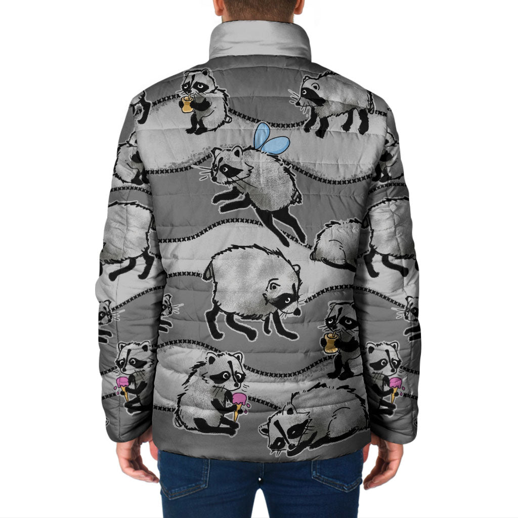 Jimothy The Raccoon Padded Jacket It's Ok To Be Weird Raccoons Cute Sketch Pattern