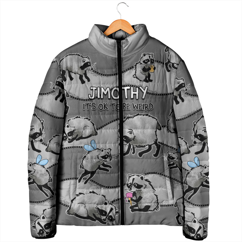 Jimothy The Raccoon Padded Jacket It's Ok To Be Weird Raccoons Cute Sketch Pattern