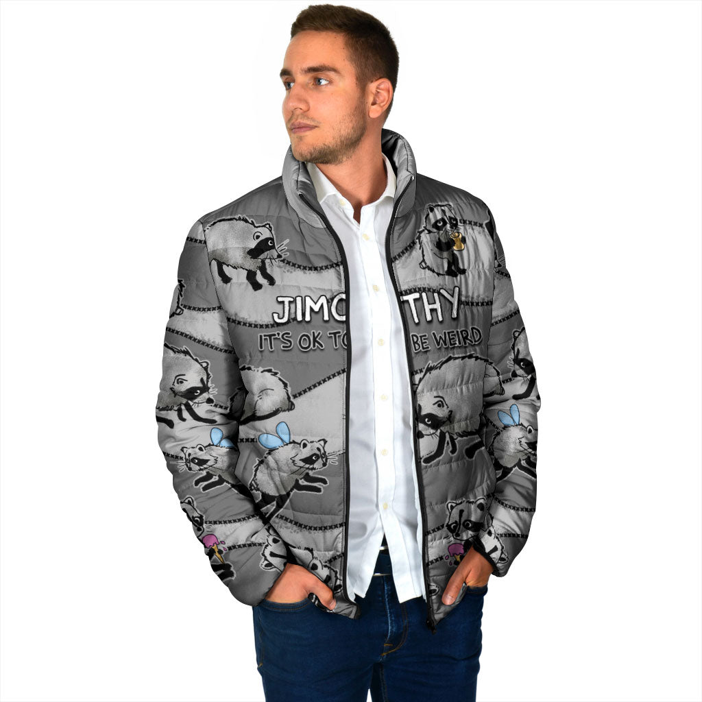 Jimothy The Raccoon Padded Jacket It's Ok To Be Weird Raccoons Cute Sketch Pattern