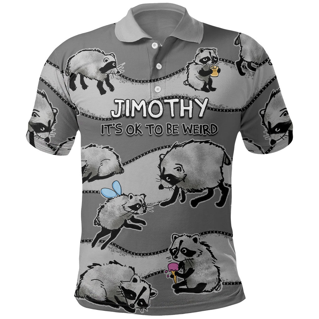 Jimothy The Raccoon Polo Shirt It's Ok To Be Weird Raccoons Cute Sketch Pattern