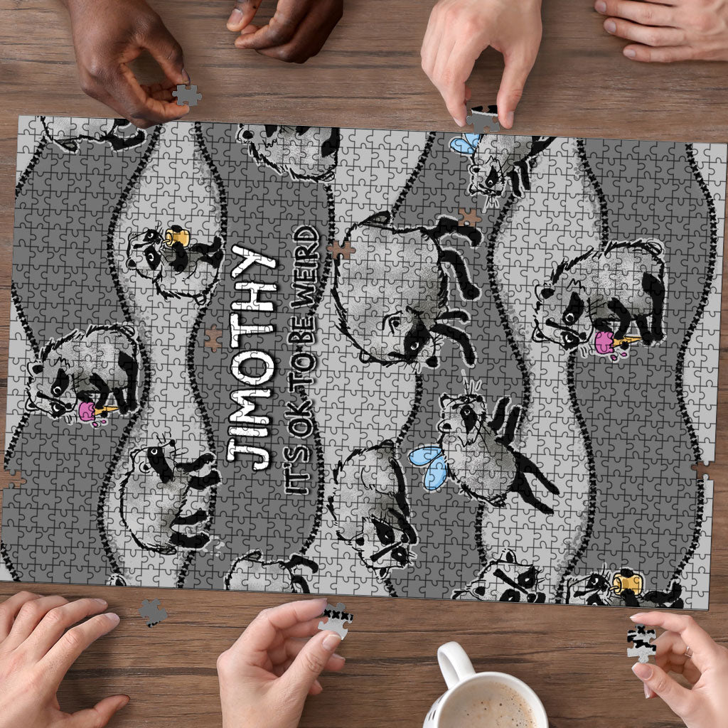 Jimothy The Raccoon Puzzle It's Ok To Be Weird Raccoons Cute Sketch Pattern