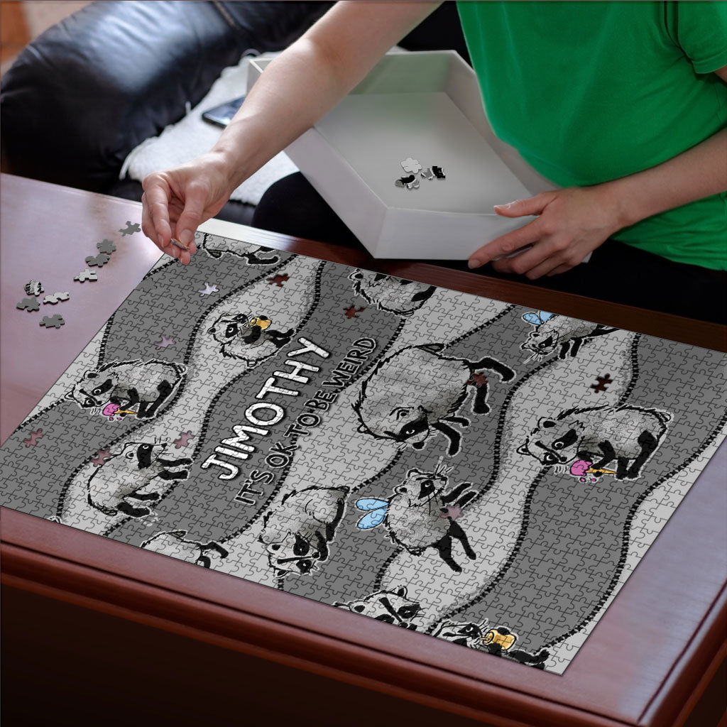 Jimothy The Raccoon Puzzle It's Ok To Be Weird Raccoons Cute Sketch Pattern