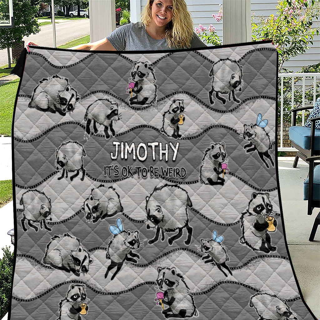 Jimothy The Raccoon Quilt It's Ok To Be Weird Raccoons Cute Sketch Pattern