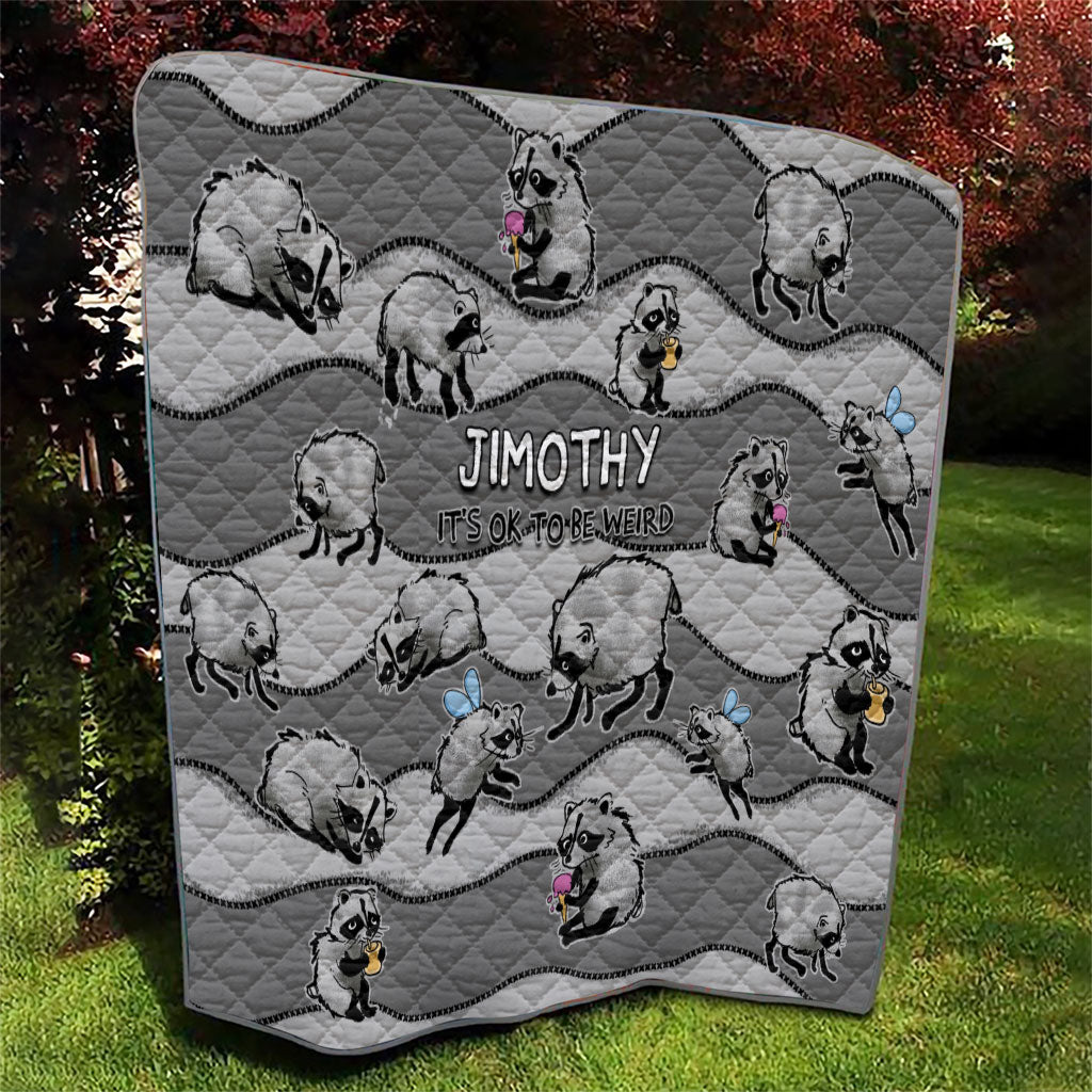 Jimothy The Raccoon Quilt It's Ok To Be Weird Raccoons Cute Sketch Pattern