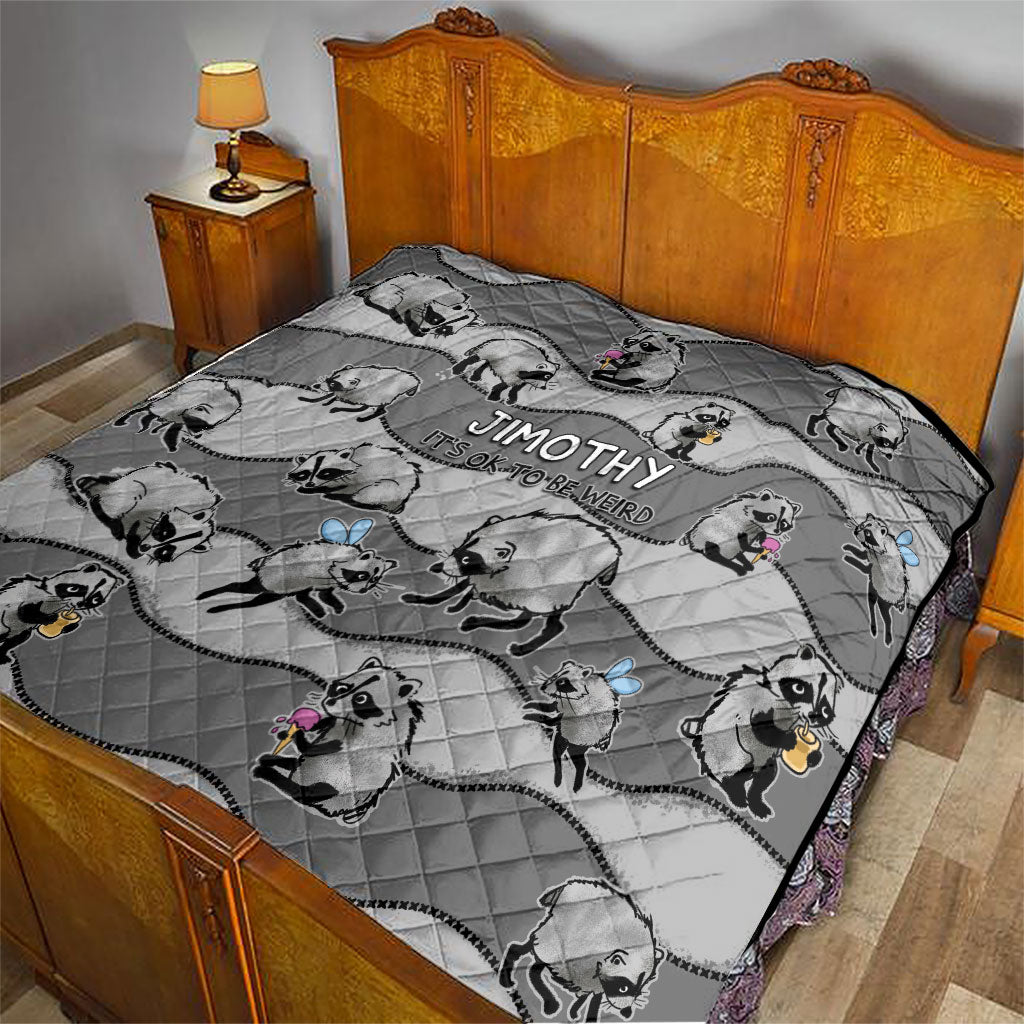 Jimothy The Raccoon Quilt It's Ok To Be Weird Raccoons Cute Sketch Pattern