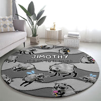 Jimothy The Raccoon Round Carpet It's Ok To Be Weird Raccoons Cute Sketch Pattern